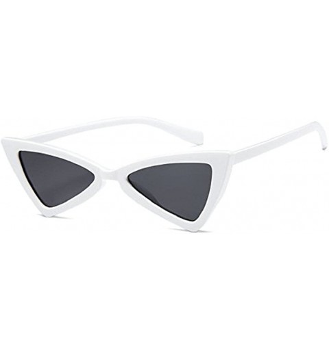 Cat Eye Vintage Narrow Cat Eye Sunglasses For Women Clout Goggles Plastic Frame - White - CD18CMMQKYT $6.90