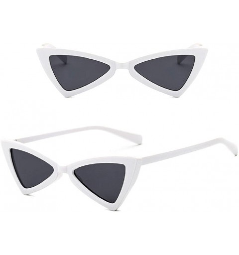 Cat Eye Vintage Narrow Cat Eye Sunglasses For Women Clout Goggles Plastic Frame - White - CD18CMMQKYT $6.90