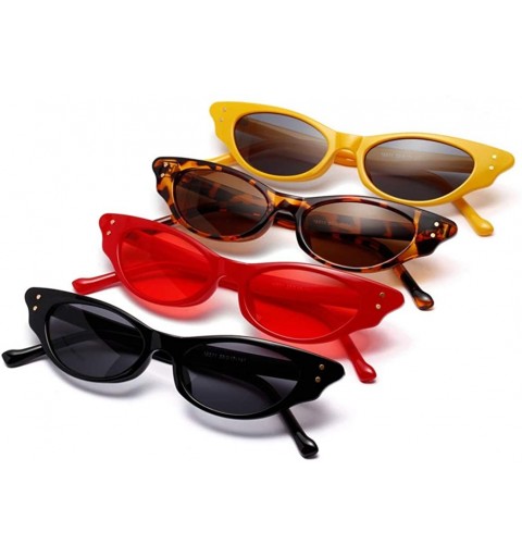 Cat Eye Small Sunglasses Women Cat Eye Designer Sun Glasses Retro Yellow Red ladies Sunglass Black Eyewear - Yellow - CW18RDT...