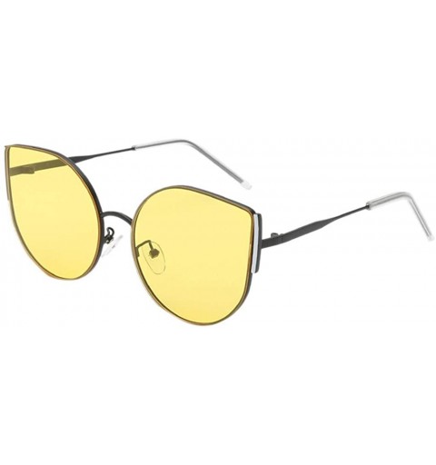 Goggle Vintage Round Sunglasses for Women Classic Retro Designer Style - Yellow - C41947UWYL7 $11.63