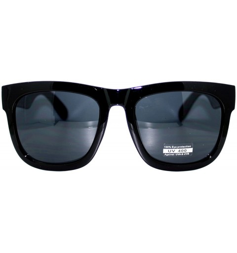 Oversized Mens Hipster Celebrity Oversize Horn Rim All Black Limo Thick Plastic Sunglasses - Shinny Black - C011YXA57BV $8.92