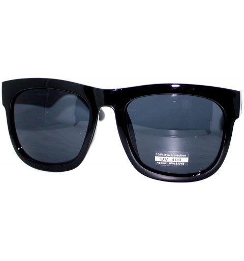 Oversized Mens Hipster Celebrity Oversize Horn Rim All Black Limo Thick Plastic Sunglasses - Shinny Black - C011YXA57BV $8.92