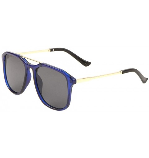 Square Square Flat Top Down Curve Bridge Sunglasses - Blue Crystal - CN197A5KZTK $17.05