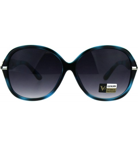 Butterfly Womens Oversize Diva Round Butterfly Designer Fashion Plastic Sunglasses - Blue Tort - CA180CGYM9U $14.44