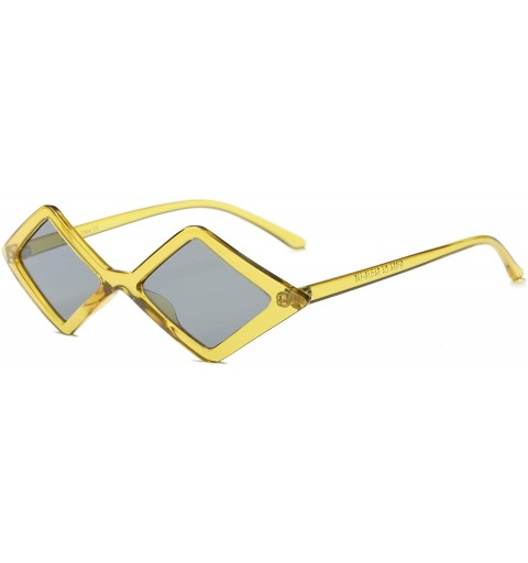 Cat Eye Women Small Diamond Shape Funky UV Protection Cat Eye Fashion Sunglasses - Yellow - CN18WU06NLX $22.99