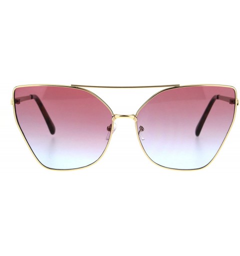 Butterfly Womens Oversized Fashion Sunglasses Square Butterfly Metal Frame Ombre Lens - Gold (Pink Blue) - C0186NMXKS8 $9.04