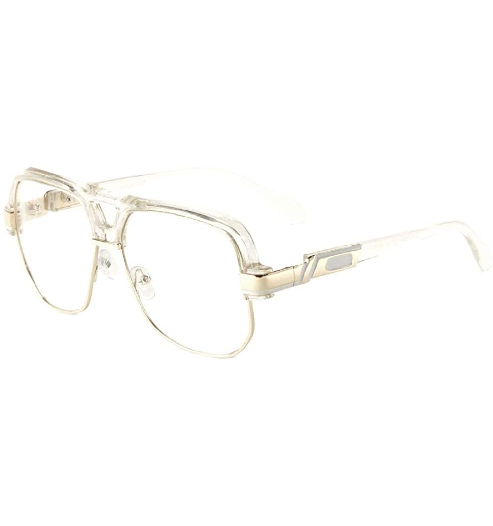 Square Flat Top Rounded Square Frame Art Deco Clear Sunglasses - Clear - CH198D06YGA $10.93