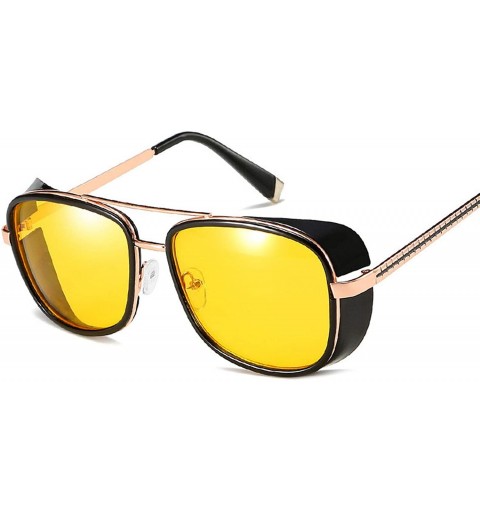 Round 2019 Steampunk 3 Sunglasses Men Mirrored Designer Brand Women Glasses Vintage Red Lens Sun UV400 - Yellow Mercury - C01...