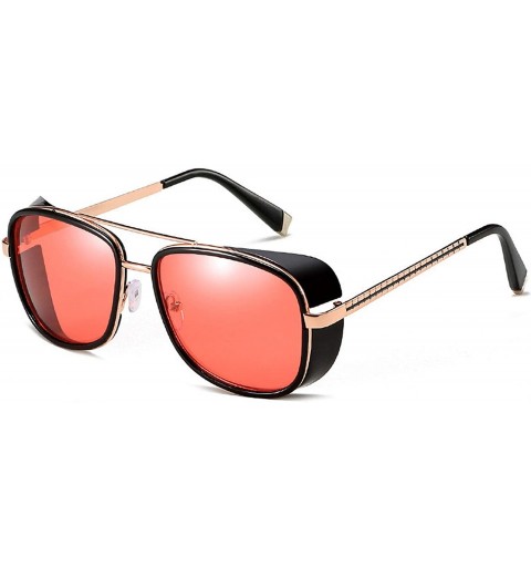 Round 2019 Steampunk 3 Sunglasses Men Mirrored Designer Brand Women Glasses Vintage Red Lens Sun UV400 - Yellow Mercury - C01...