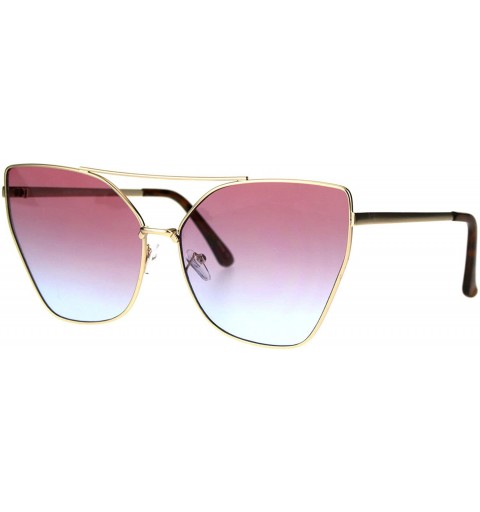 Butterfly Womens Oversized Fashion Sunglasses Square Butterfly Metal Frame Ombre Lens - Gold (Pink Blue) - C0186NMXKS8 $9.04
