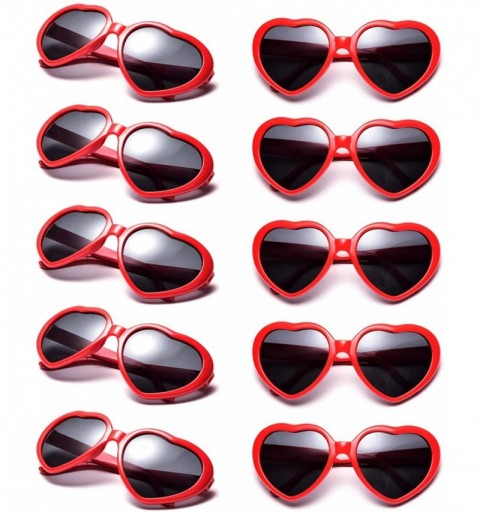 Oversized 10 Packs Neon Colors Wholesale Heart Sunglasses - Red - CO18CKZ97HD $15.62