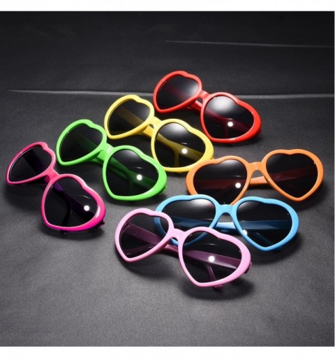 Oversized 10 Packs Neon Colors Wholesale Heart Sunglasses - Red - CO18CKZ97HD $15.62