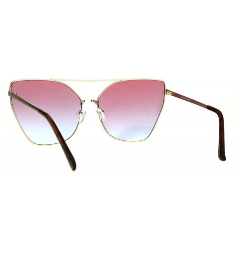 Butterfly Womens Oversized Fashion Sunglasses Square Butterfly Metal Frame Ombre Lens - Gold (Pink Blue) - C0186NMXKS8 $9.04