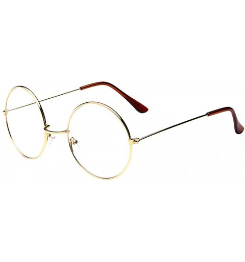 Wrap Vintage College Stylish Round Oval Clear Lens Retro Glasses Metal Frame - Gold - C1196M4WNKA $8.60