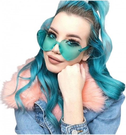 Rimless Sunglasses for Women Heart Sunglasses Vintage Sunglasses Retro Oversized Glasses Eyewear Rimless Sunglasses - F - C11...