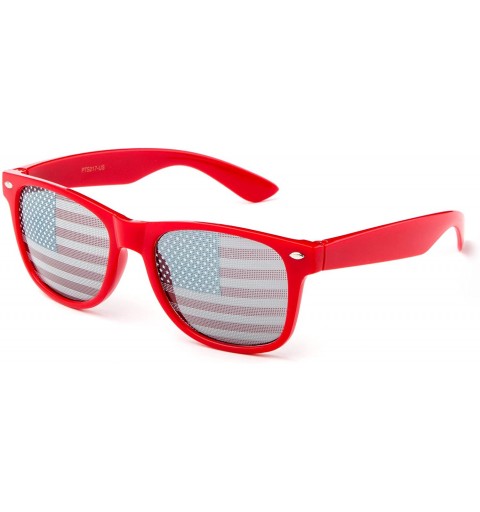 Wayfarer "Merica" - Retro Design United States Decal Comfortable Party Glasses - Red - CT12NH1RF0I $20.71