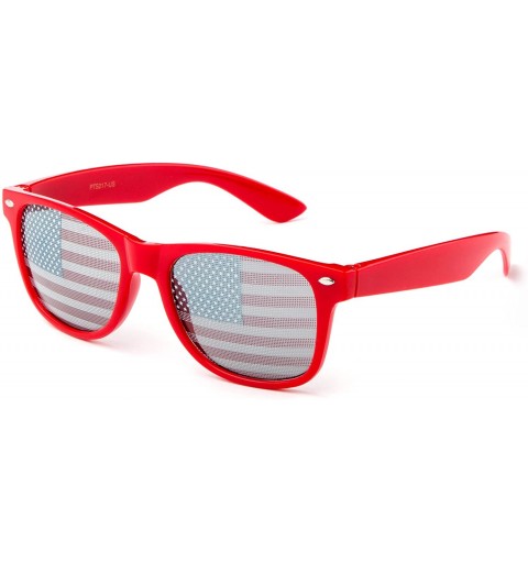 Wayfarer "Merica" - Retro Design United States Decal Comfortable Party Glasses - Red - CT12NH1RF0I $8.51