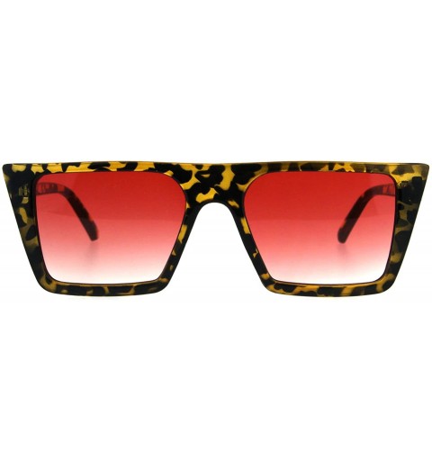 Rectangular Retro Modern Womens Sunglasses Flat Top Rectangular Trapezoid Frame UV 400 - Tortoise (Red) - CX18009S8K9 $12.06