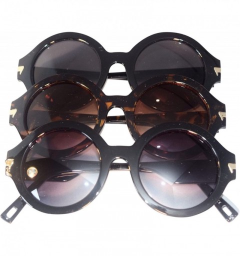 Round Retro Vintage Style Round Sunglasses- Black Lens/Black Frame - CD12NYYODYP $9.60