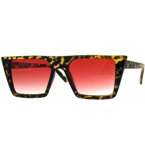 Rectangular Retro Modern Womens Sunglasses Flat Top Rectangular Trapezoid Frame UV 400 - Tortoise (Red) - CX18009S8K9 $12.06