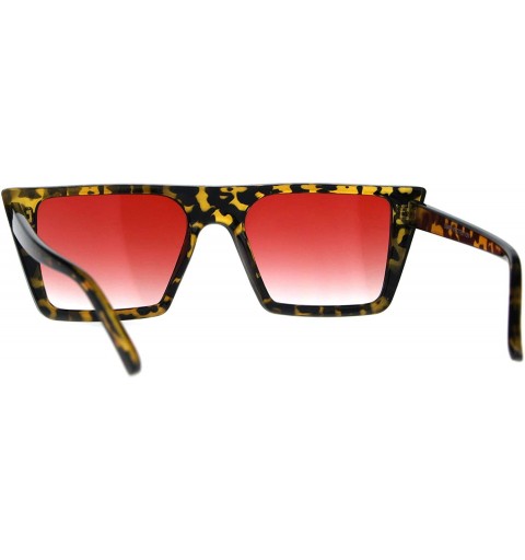 Rectangular Retro Modern Womens Sunglasses Flat Top Rectangular Trapezoid Frame UV 400 - Tortoise (Red) - CX18009S8K9 $12.06
