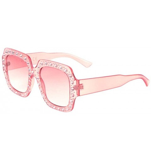 Oversized Oversized Crystal Color Rhinestone Butterfly Sunglasses - Pink - CS197A5YGMG $14.96