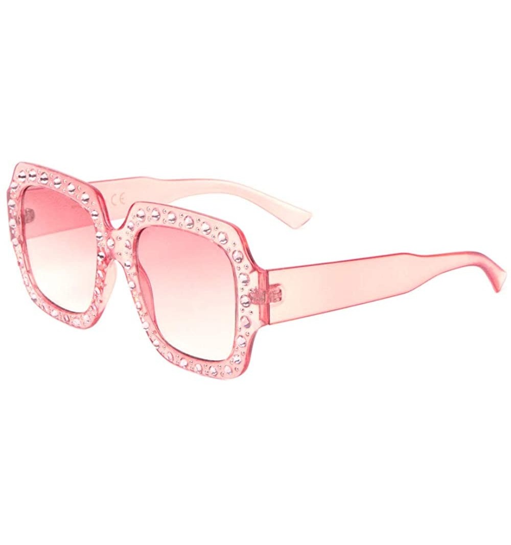 Oversized Oversized Crystal Color Rhinestone Butterfly Sunglasses - Pink - CS197A5YGMG $14.96