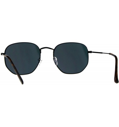 Square Designer Fashion Sunglasses Thin Metal Hexagon Shape Mirror Lens UV 400 - Black (Red Mirror) - CC188N60LSR $10.85