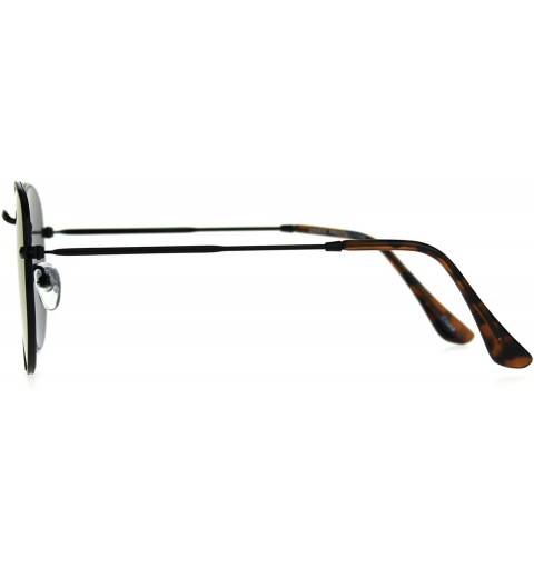 Square Designer Fashion Sunglasses Thin Metal Hexagon Shape Mirror Lens UV 400 - Black (Red Mirror) - CC188N60LSR $10.85