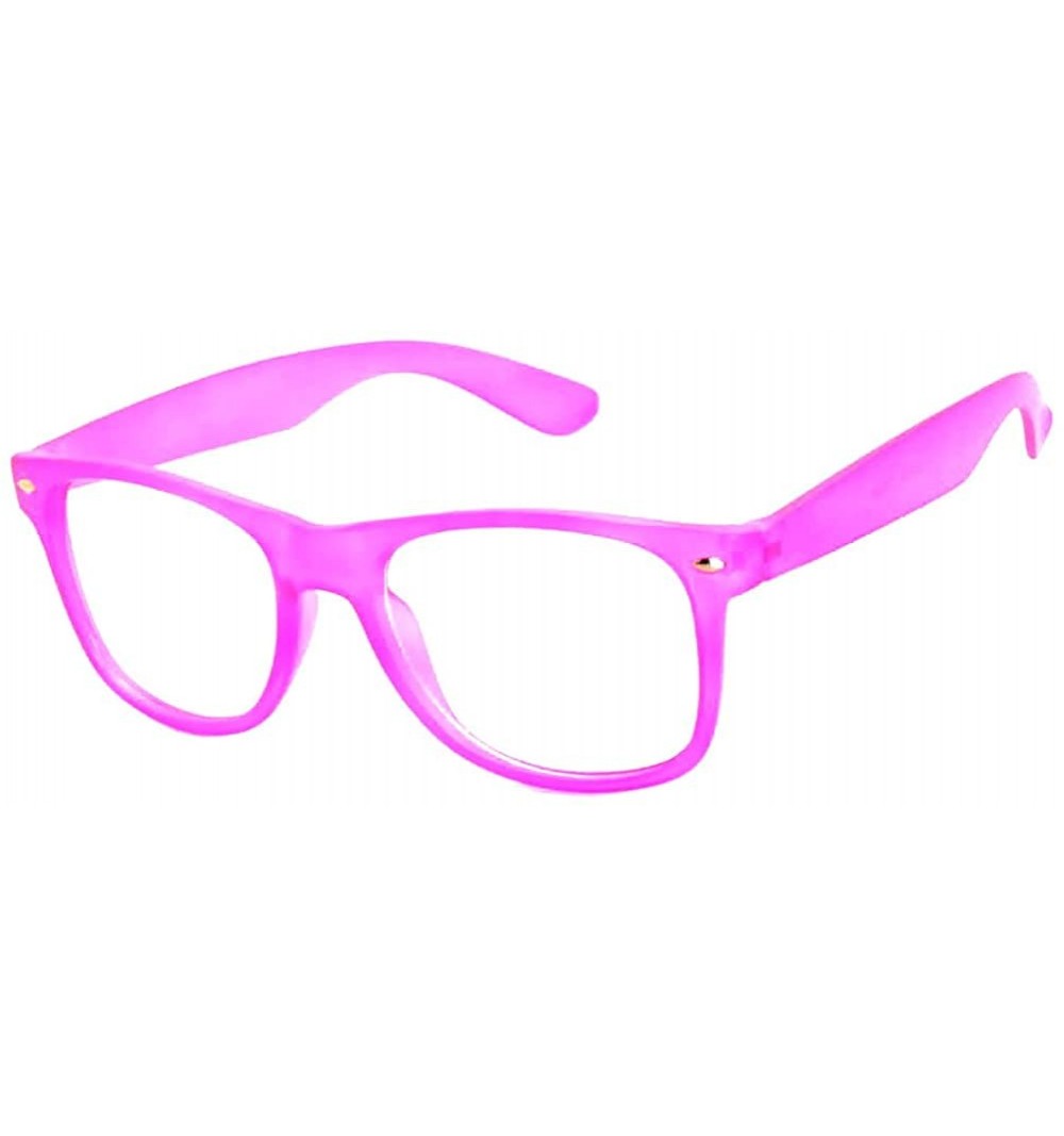 Wayfarer Classic Vintage 80's Style Sunglasses Colored plastic Frame for Mens or Womens - 1 Clear Lens Pink Clear - CF11N81P3...