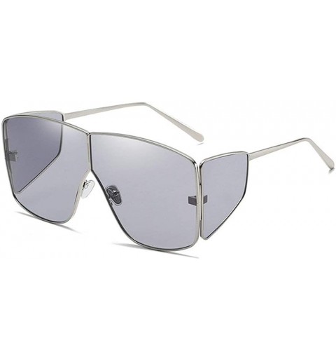 Oversized 2019 new fashion retro personality big box metal brand designer women's sunglasses - Grey - C418U4XMKAH $12.34