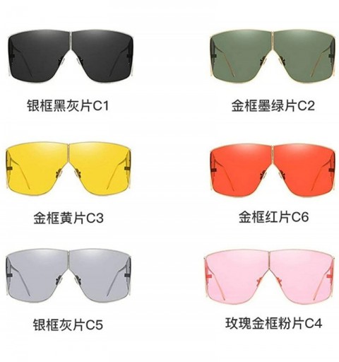 Oversized 2019 new fashion retro personality big box metal brand designer women's sunglasses - Grey - C418U4XMKAH $12.34