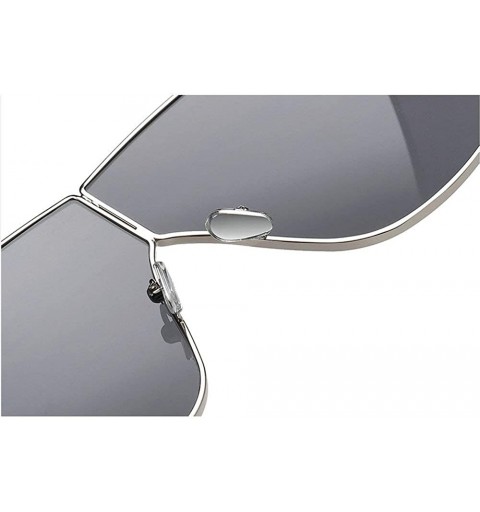 Oversized 2019 new fashion retro personality big box metal brand designer women's sunglasses - Grey - C418U4XMKAH $12.34