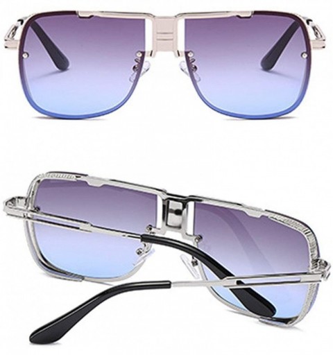 Square Retro Pilot metal square sunglasses for men woman Flight mechanical sunglasses UV400 Protection - 4 - CP19242UWDN $15.23