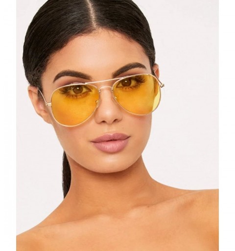 Aviator Aviator Metal Frame Sunglasses Classic Style - Gold- Yellow - CJ12MZBGQMT $10.46