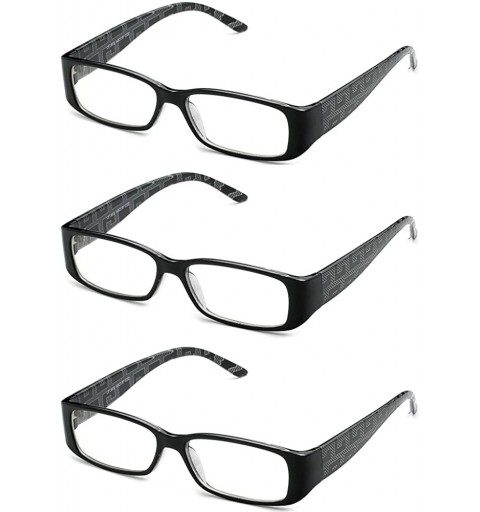 Oversized Simple Sleek Comfortable Clear Lens Glasses - 3 Pack Black - C217YYM4MQG $32.14