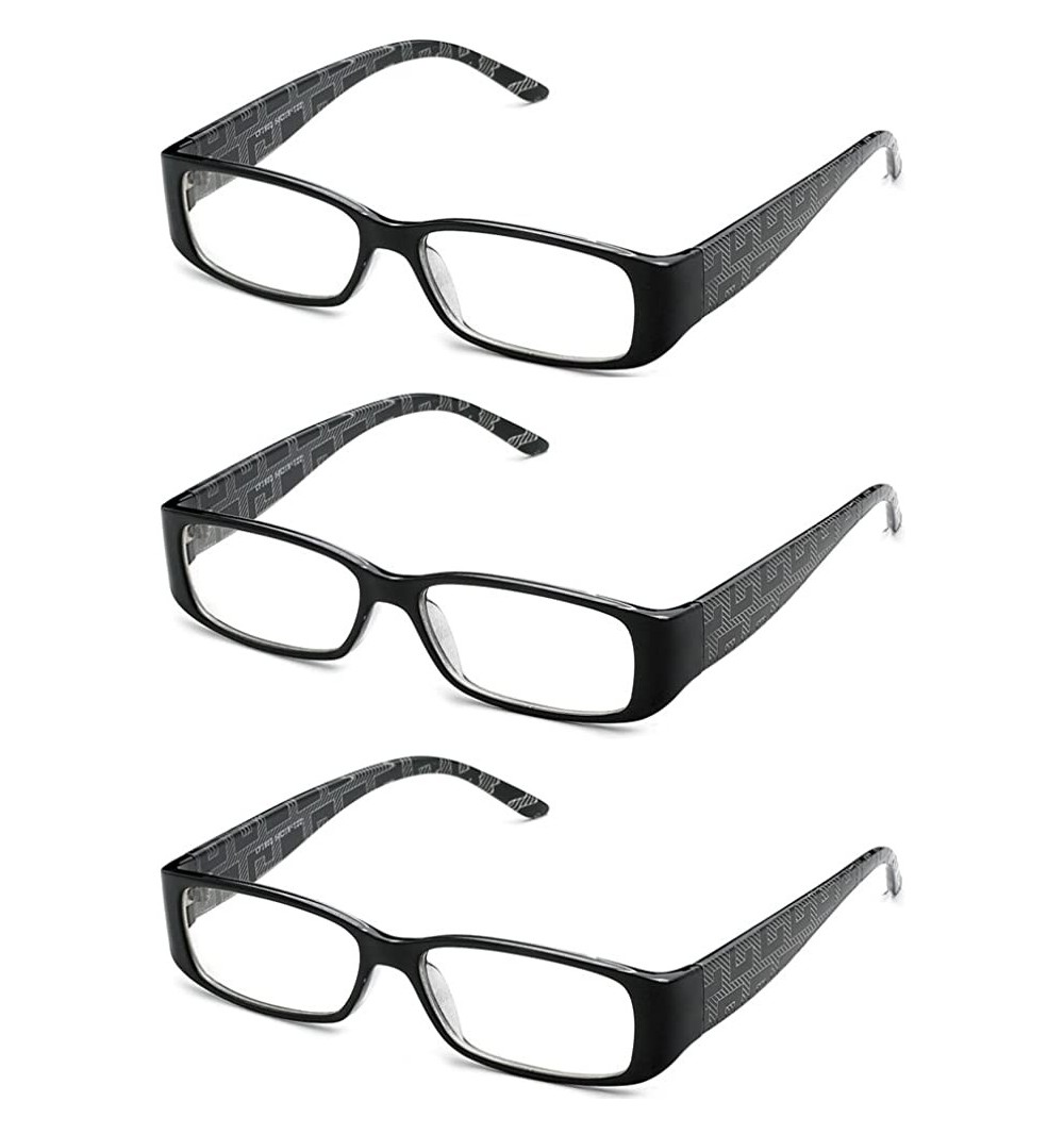 Oversized Simple Sleek Comfortable Clear Lens Glasses - 3 Pack Black - C217YYM4MQG $17.94