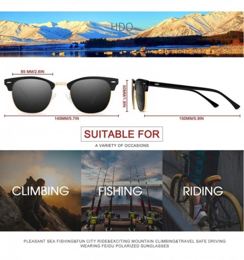 Oval Retro Polarized Mens Sunglasses for Men Half Metal Women FD3030 - 3-black-matte - CL18HHS8NH9 $11.50