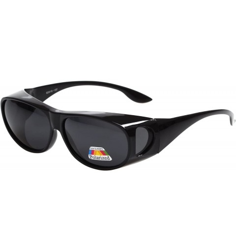 Oval Polarized Oval Sunglasses Wear Over Prescription Glasses For Unisex L3303 - Black - CK12NA5ANZW $63.60