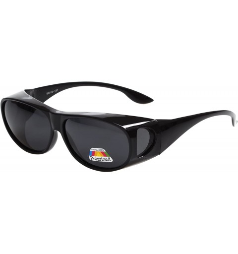 Oval Polarized Oval Sunglasses Wear Over Prescription Glasses For Unisex L3303 - Black - CK12NA5ANZW $31.44