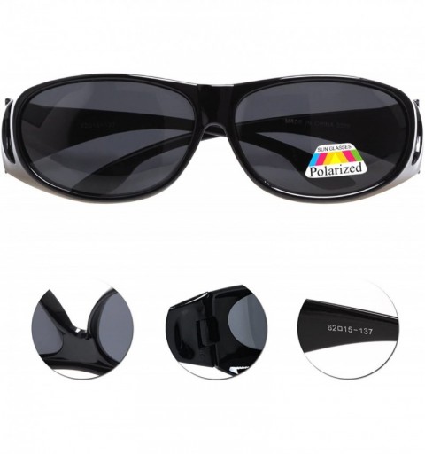Oval Polarized Oval Sunglasses Wear Over Prescription Glasses For Unisex L3303 - Black - CK12NA5ANZW $31.44