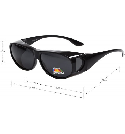 Oval Polarized Oval Sunglasses Wear Over Prescription Glasses For Unisex L3303 - Black - CK12NA5ANZW $31.44
