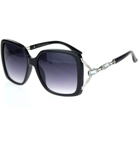 Square Womens Squared rectangle Rhinestone Jewel Butterfly Designer Sunglasses - Black Silver Gradient Black - CU18MD5Y87D $1...