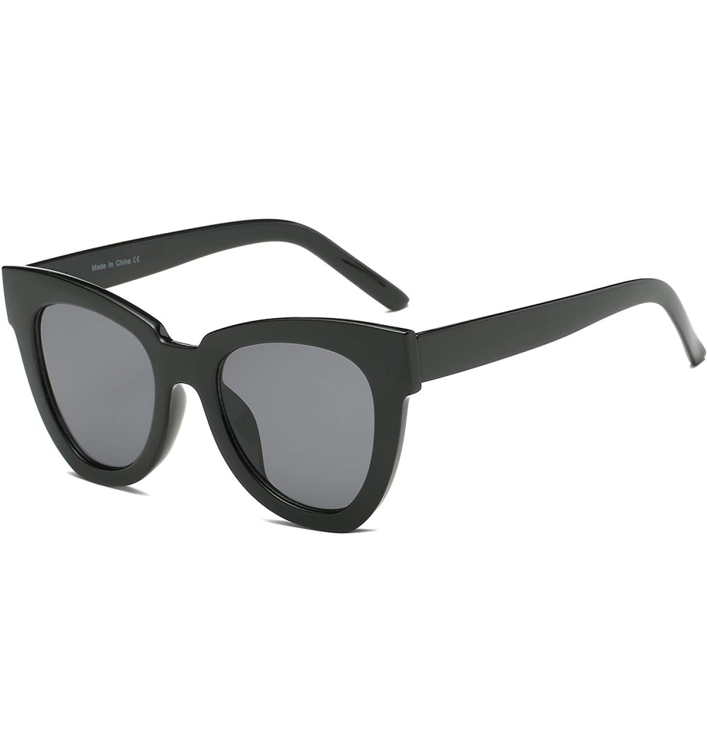 Oversized Women Fashion Oversized Cat Eye Designer Sunglasses - Black - CQ18I569TL8 $10.92