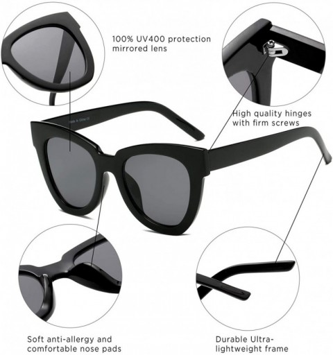 Oversized Women Fashion Oversized Cat Eye Designer Sunglasses - Black - CQ18I569TL8 $10.92