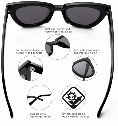 Oversized Women Fashion Oversized Cat Eye Designer Sunglasses - Black - CQ18I569TL8 $10.92