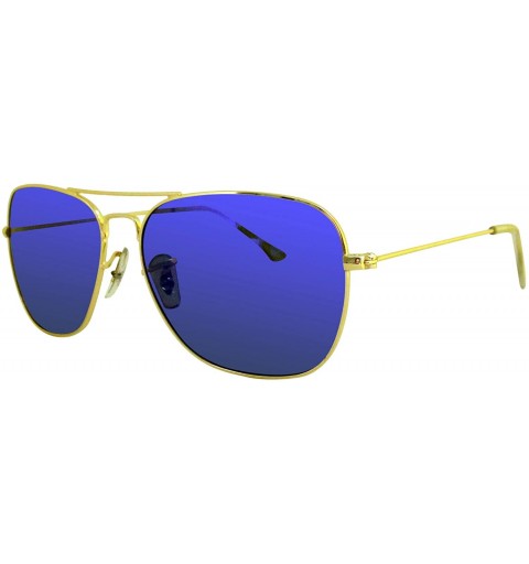 Aviator Polarized Military style metal aviator sunglasses for men and women - Blue - CY18YKH0SKN $30.24