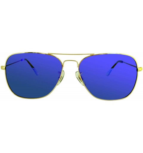Aviator Polarized Military style metal aviator sunglasses for men and women - Blue - CY18YKH0SKN $14.52