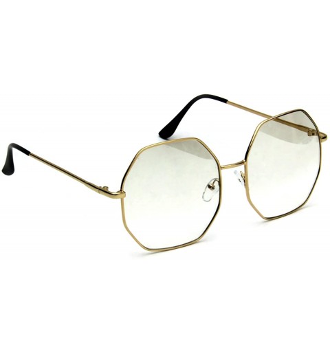 Oversized Oversized Octagon Vintage Eyeglasses Large Clear Lens - Gold + Smoked Lens - C818EOLLY5Q $9.18