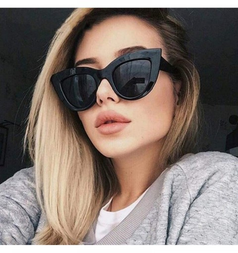 Cat Eye Vintage Retro Cateye Sunglasses for Women Oversized Cat Eye Clout Goggles Fashion Glasses Mirror UV400 Protection - C...